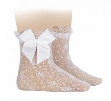 Condor calza pizzo di seta con fiocco