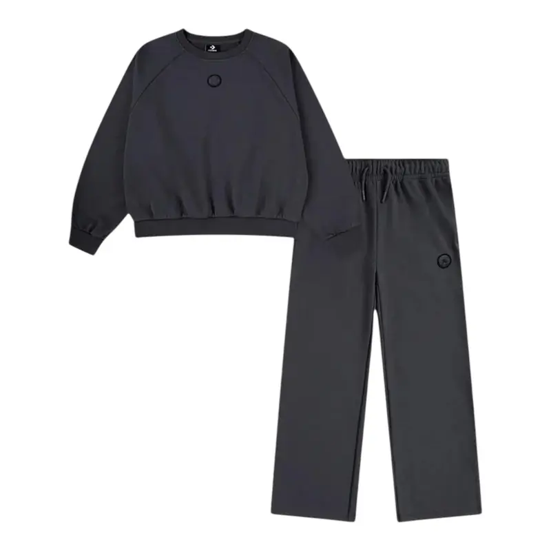 Converse Completo 2Pz Felpa-Pantalone tinta unita Grigio per Bambina
