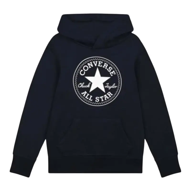 Converse Felpa tinta unita con Stampa E Cappuccio Nero per Bambino