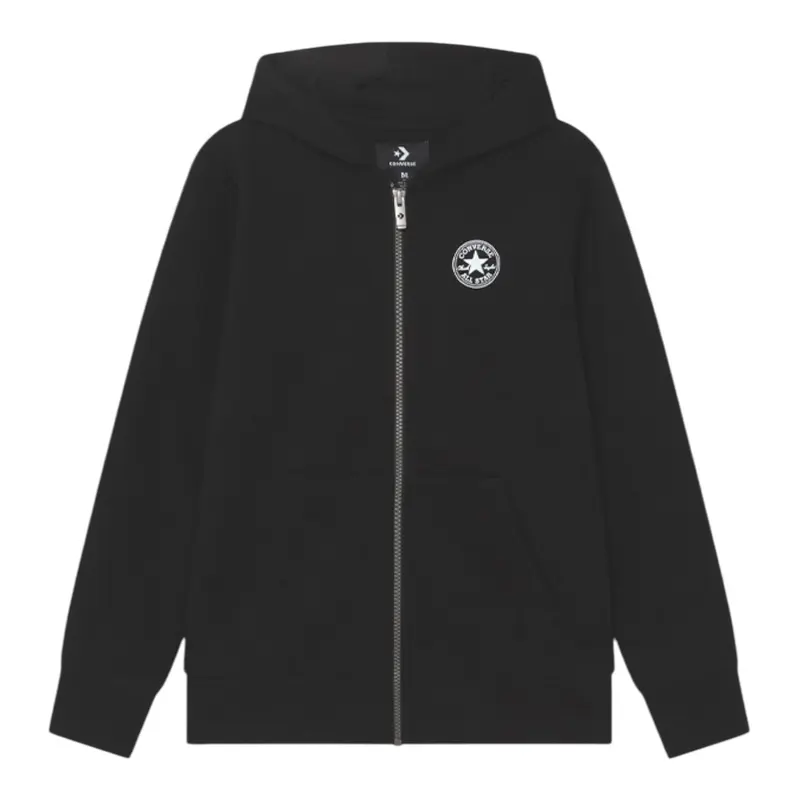 Converse Felpa tinta unita con Zip E Cappuccio Nero per Bambino