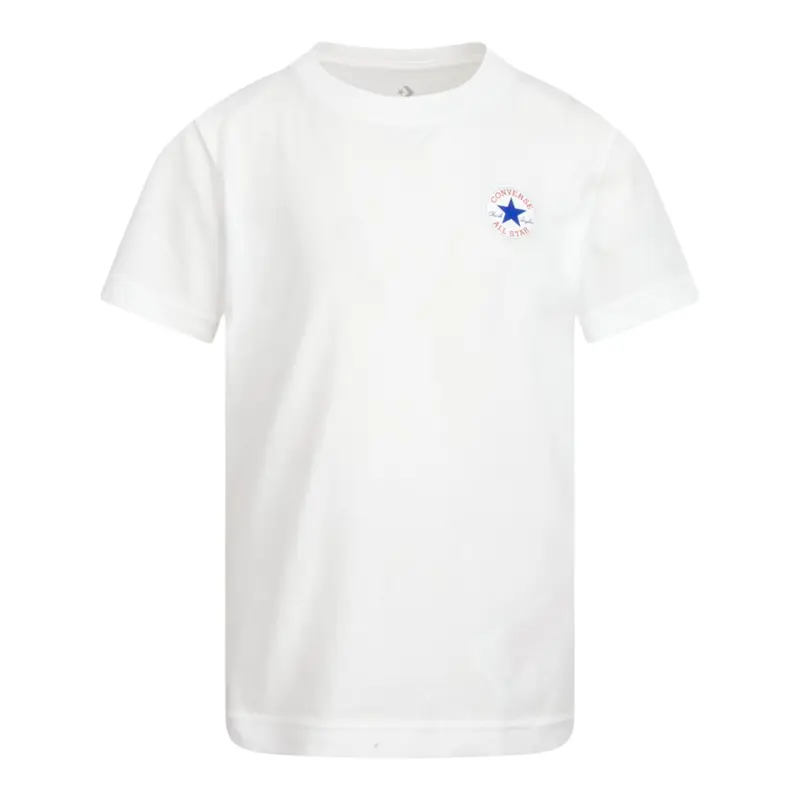 Converse T-Shirt tinta unita Girocollo con Logo Bianco per Bambino