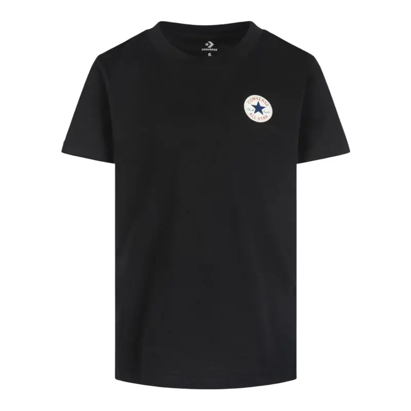 Converse T-Shirt tinta unita Girocollo con Logo Nero per Bambino