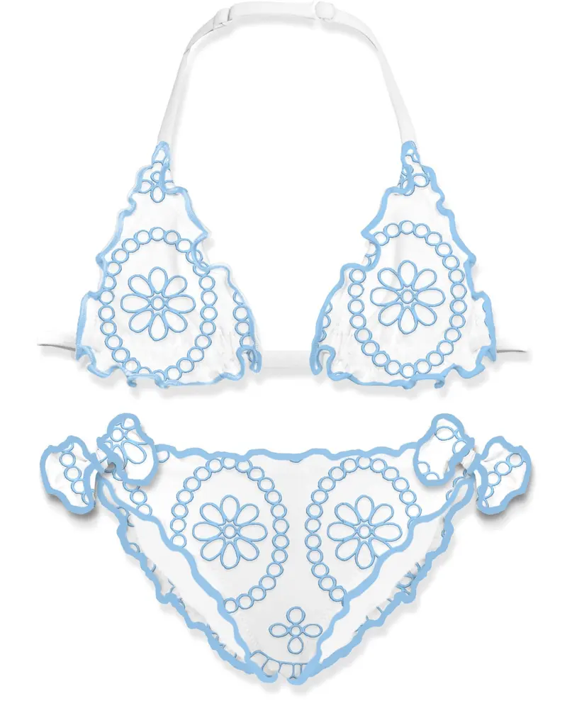 COSTUME 2PZ IN PIZZO SANGALLO BIANCO E AZZURRO MC2 SAINT BARTH