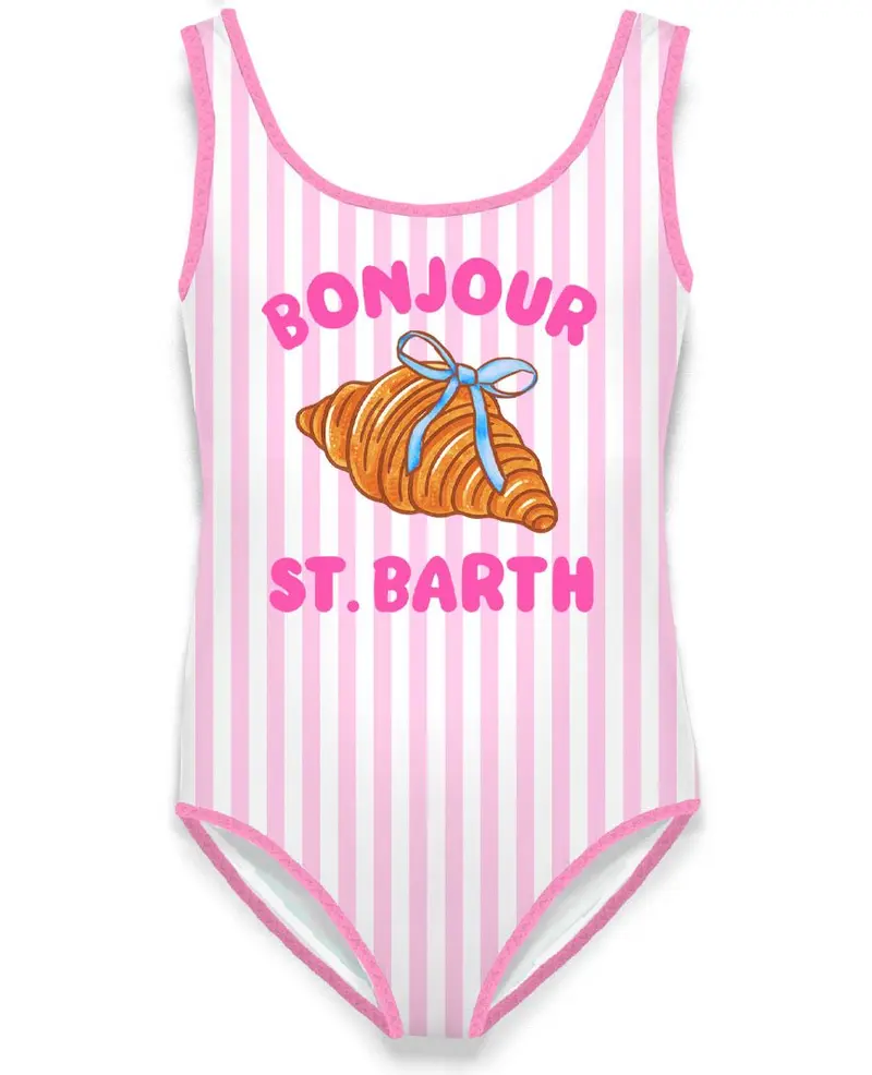 COSTUME INTERO MC2 SAINT BARTH A RIGHE BIANCO E ROSA CON STAMPA CORNETTO
