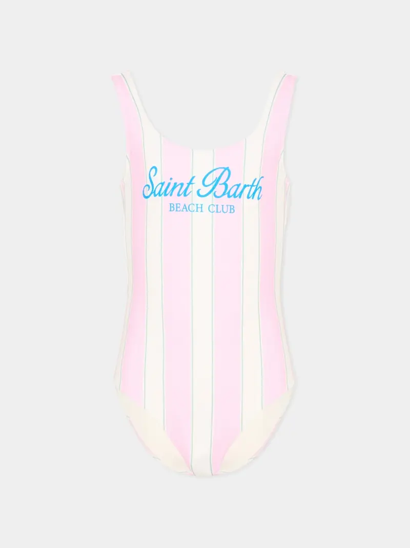 COSTUME INTERO MC2 SAINT BARTH BIANCO E ROSA CON LOGO BLU