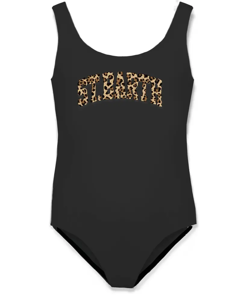 COSTUME INTERO MC2 SAINT BARTH NERO CON SCRITTA LEOPARDATA