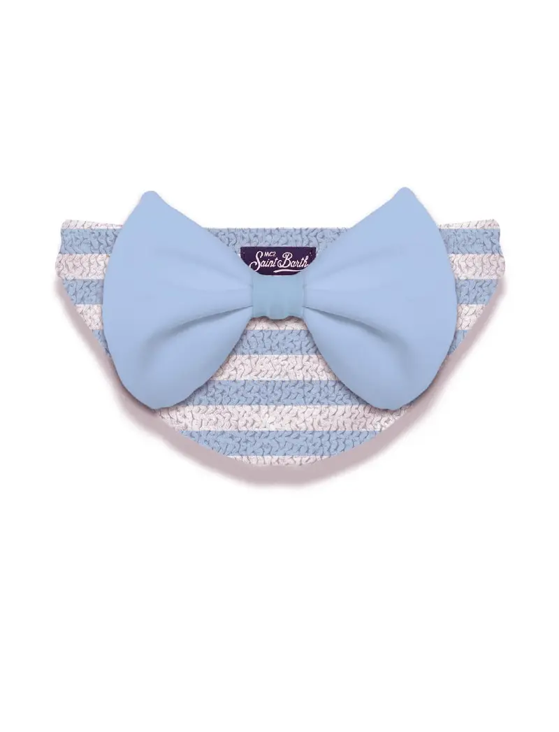 COSTUME MC2 SAINT BARTH A RIGHE BIANCO E BLU CON FIOCCO AZZURRO SUL RETRO