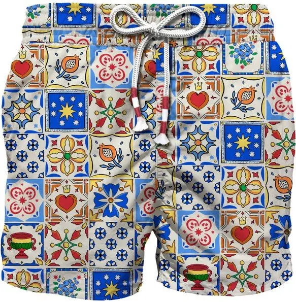 COSTUME MC2 SAINT BARTH BIANCO CON STAMPA COLORATA