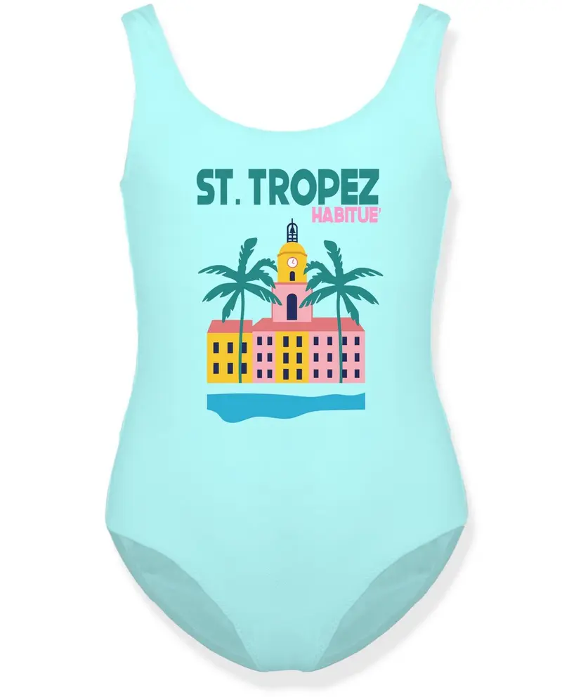 COSTUME MC2 SAINT BARTH INTERO VERDE ACQUA CON STAMPA ST.TROPEZ