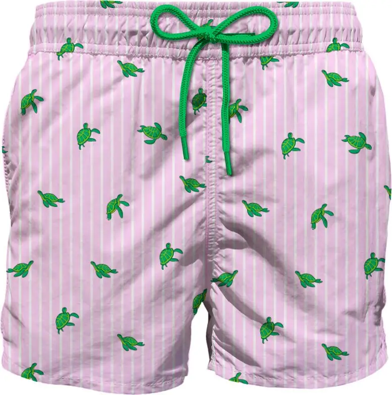 COSTUME MC2 SAINT BARTH ROSA A RIGHE BIANCHE CON STAMPA TARTARUGHE