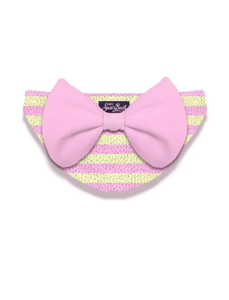 COSTUME SLIP A RIGHE ROSA/GIALLO CON FIOCCO ROSA MC2 SAINT BARTH
