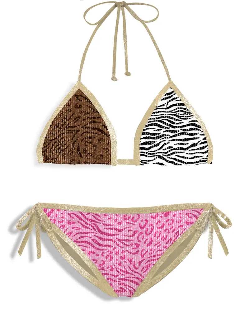 COSTUME TRIANGOLO ANIMALIER IN LUREX MC2 SAINT BARTH