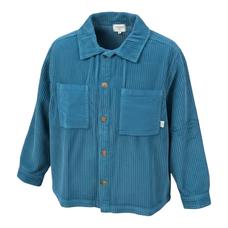 Cozmo Camicia tinta unita A Costine Petrolio per Bambino