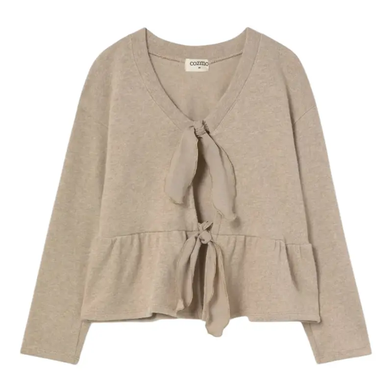 Cozmo Cardigan tinta unita con Fiocchi Beige per Bambina