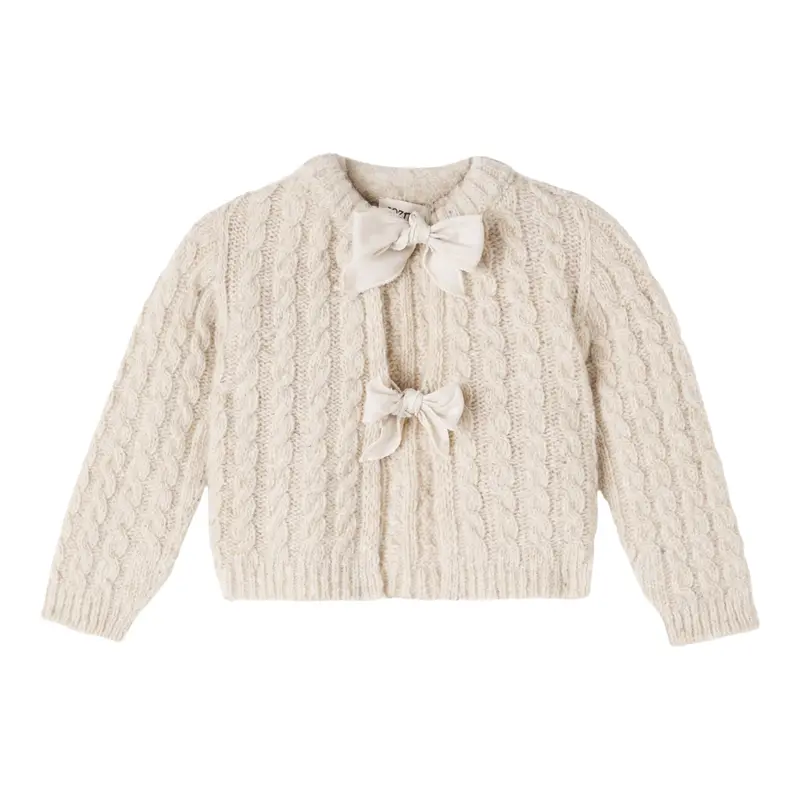 Cozmo Cardigan tinta unita con Fiocchi Beige per Neonata