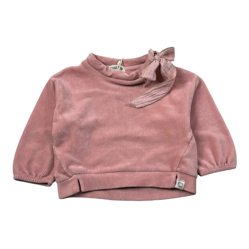 Cozmo Felpa Chiusa Girocollo tinta unita In Camoscio Rosa per Neonata