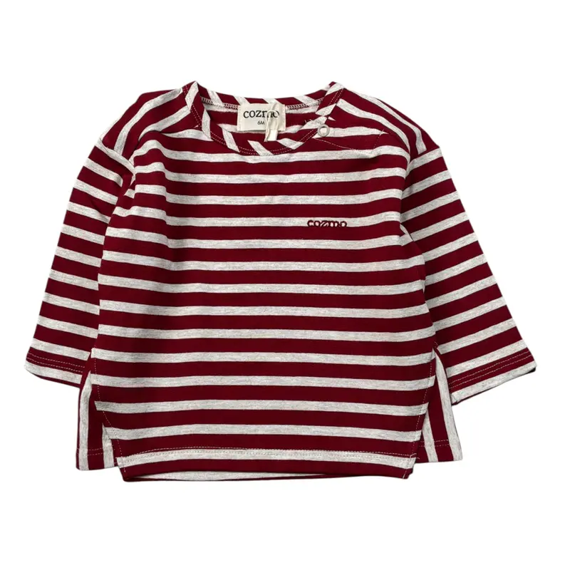 Cozmo Shirt Bicolore con Fantasia A Righe Bianco/Rosso per Neonato
