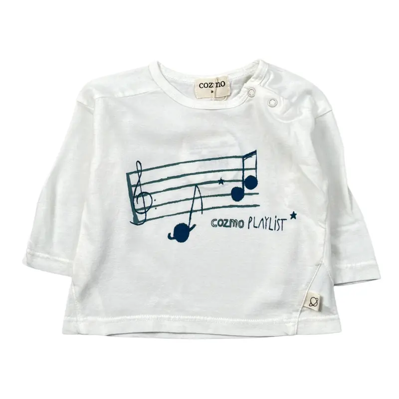 Cozmo Shirt tinta unita con Stampa Bianco per Neonato