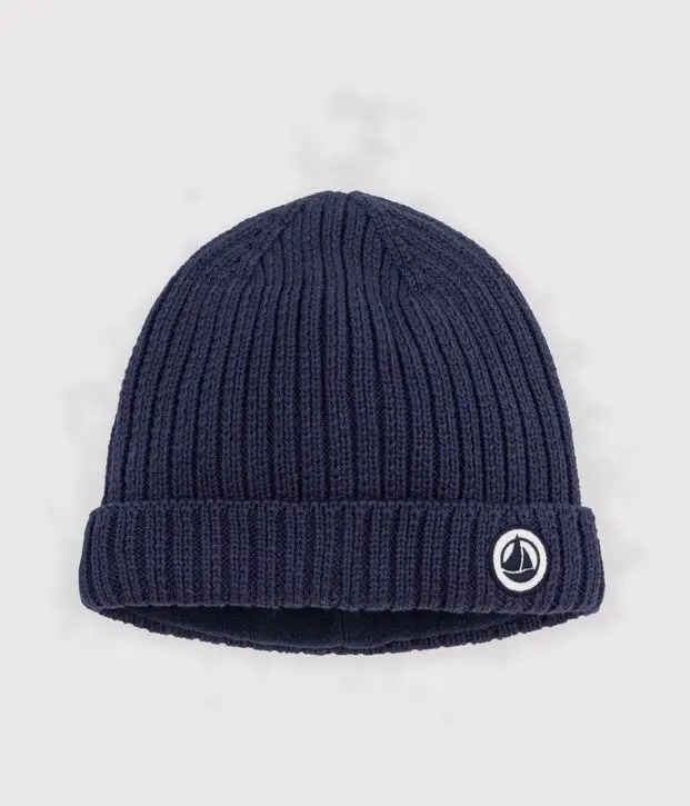 Cuffietta per neonato in cotone con fodera in pile Petit Bateau