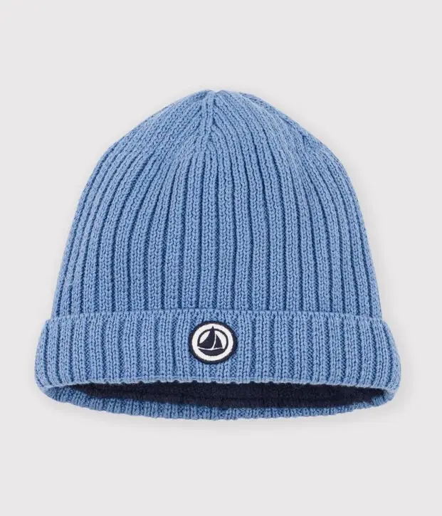 Cuffietta per neonato in cotone con fodera in pile Petit Bateau
