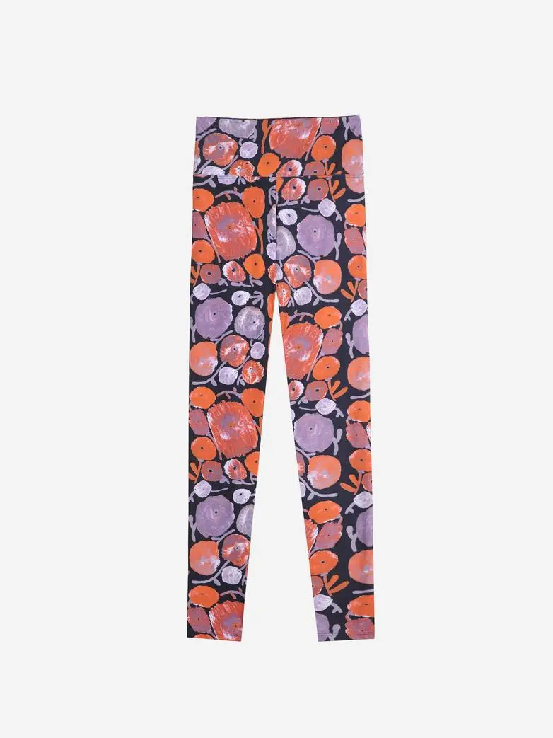 Dahlia pattern sporty leggings