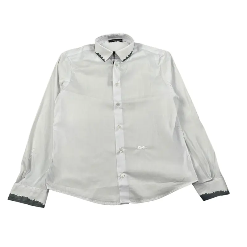 Daniele Alessandrini Camicia Manica Lunga Tinta Unit con Logo Bianco per Bambino
