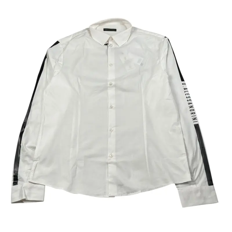 Daniele Alessandrini Camicia Manica Lunga tinta unita con Logo Bianco per Bambino