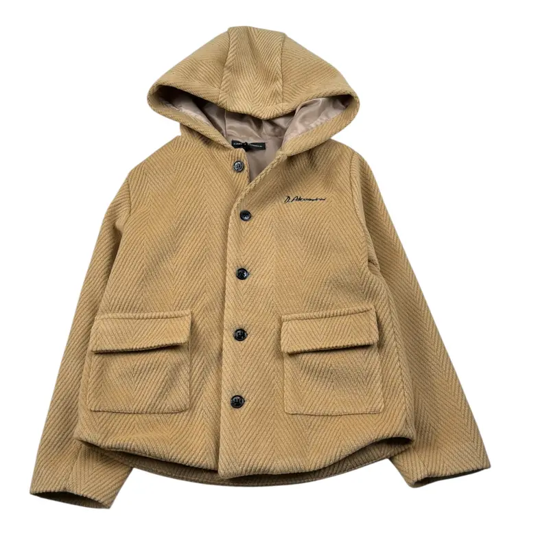 Daniele Alessandrini Cappotto tinta unita con Cappuccio Beige per Neonato