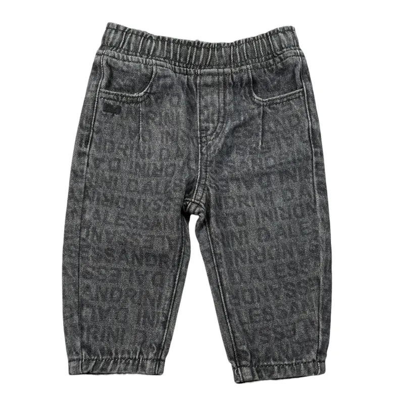 Daniele Alessandrini Jeans tinta unita con Elastico In Vita Logato Nero per Neonato