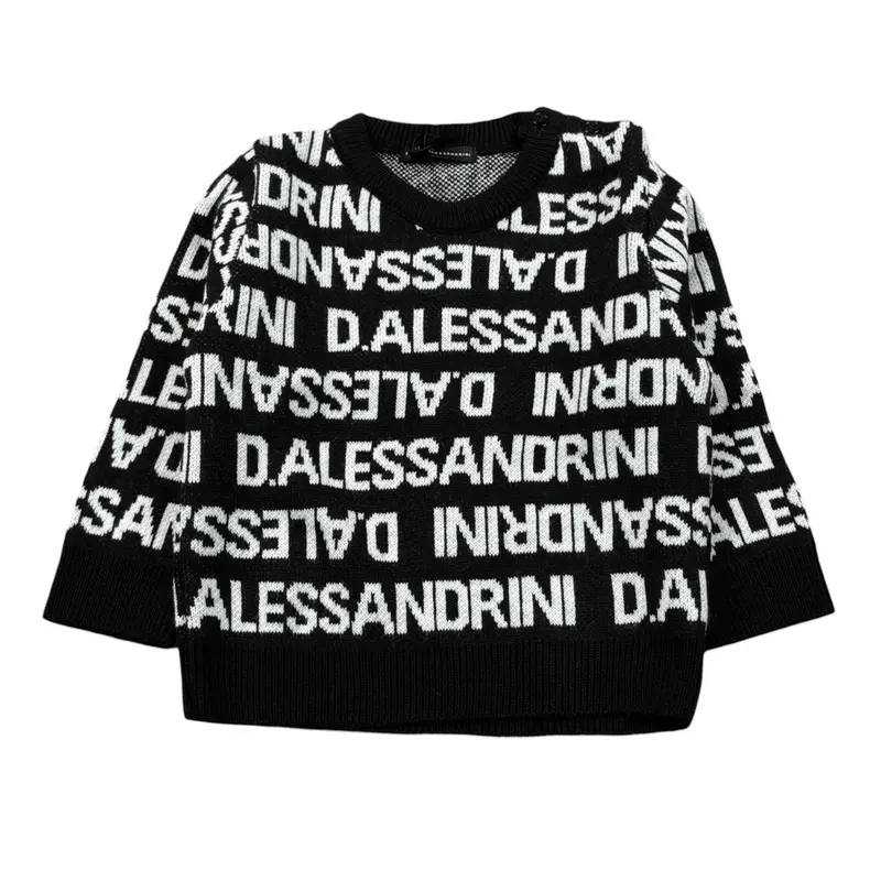 Daniele Alessandrini Maglia Girocollo tinta unita con Stampe Nero per Neonato