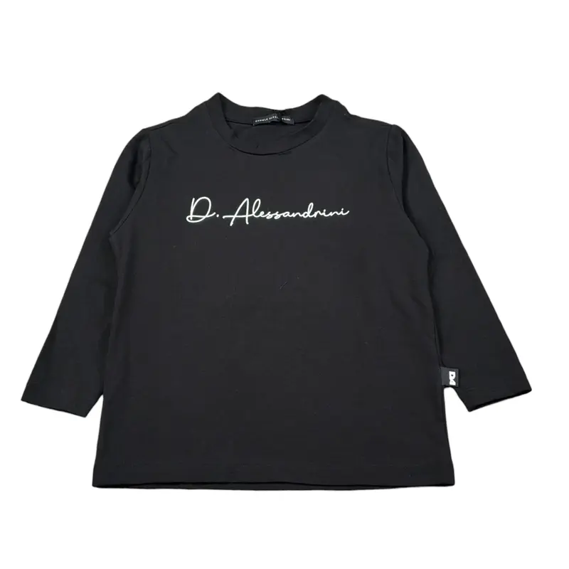 Daniele Alessandrini Shirt Girocollo tinta unita On Logo Nero per Bambino