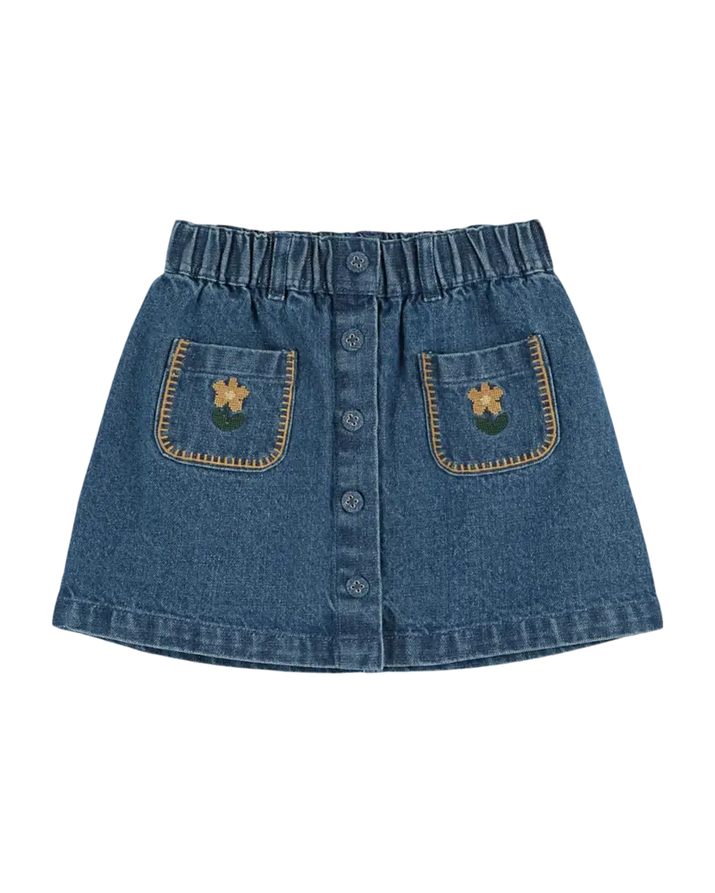 Denim embroidered skirt