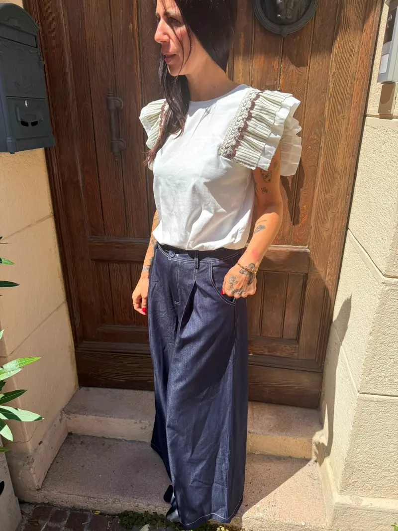 Denim palazzo in chambray
