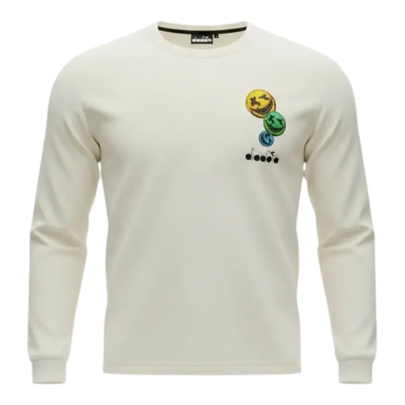 Diadora Shirt tinta unita con Stampa Panna per Bambino
