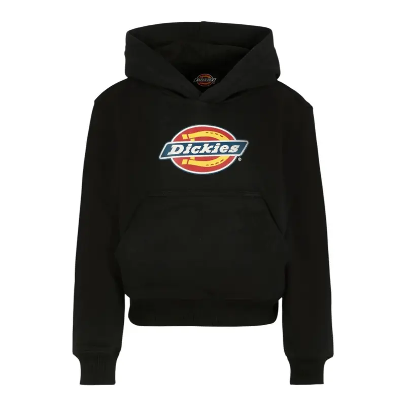 Dickies Felpa Chiusa con Cappuccio tinta unita con Stampa Nero per Bambino