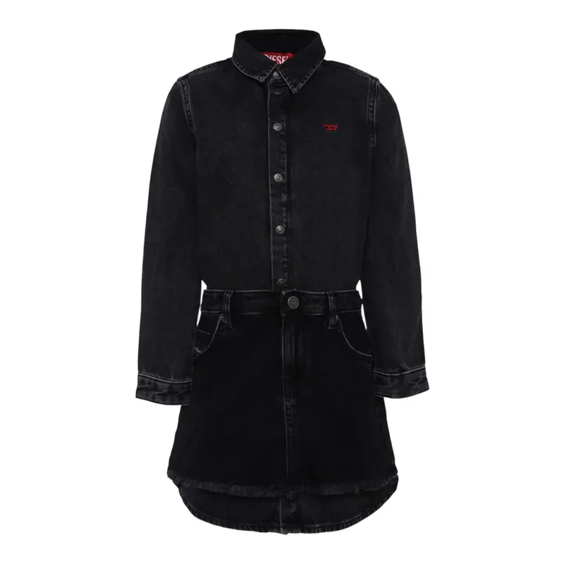 Diesel Abito tinta unita In Denim Nero per Bambina