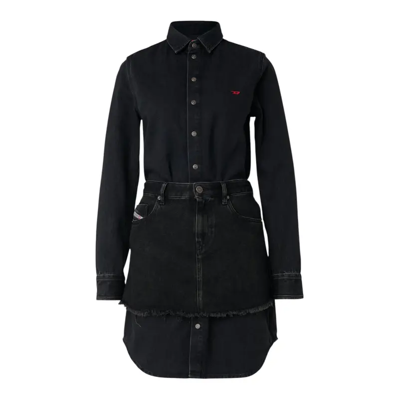 Diesel Abito tinta unita In Denim Nero per Bambina