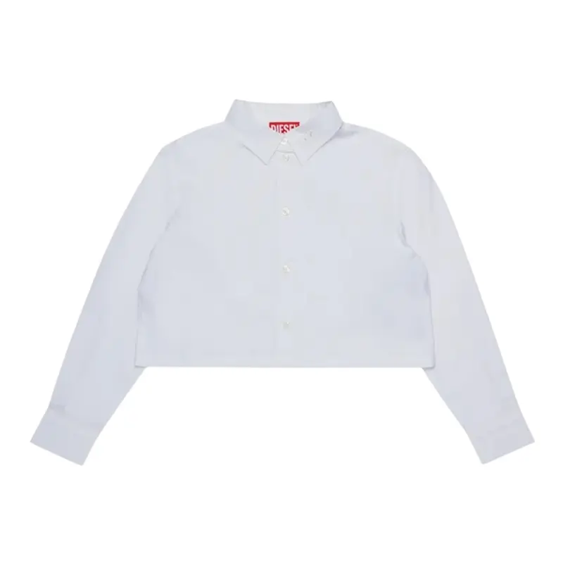 Diesel Camicia Modello Crop tinta unita Bianco per Bambina
