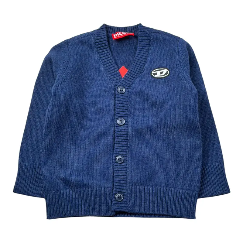 Diesel Cardigan tinta unita con Logo Blu per Neonato