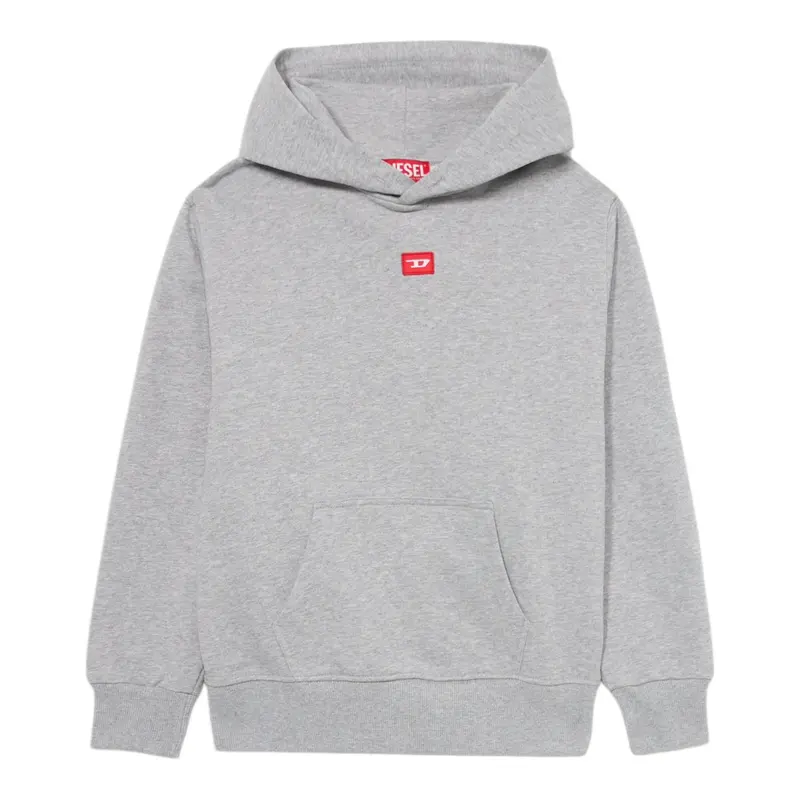 Diesel Felpa Chiusa tinta unita con Cappuccio Grigio per Bambino