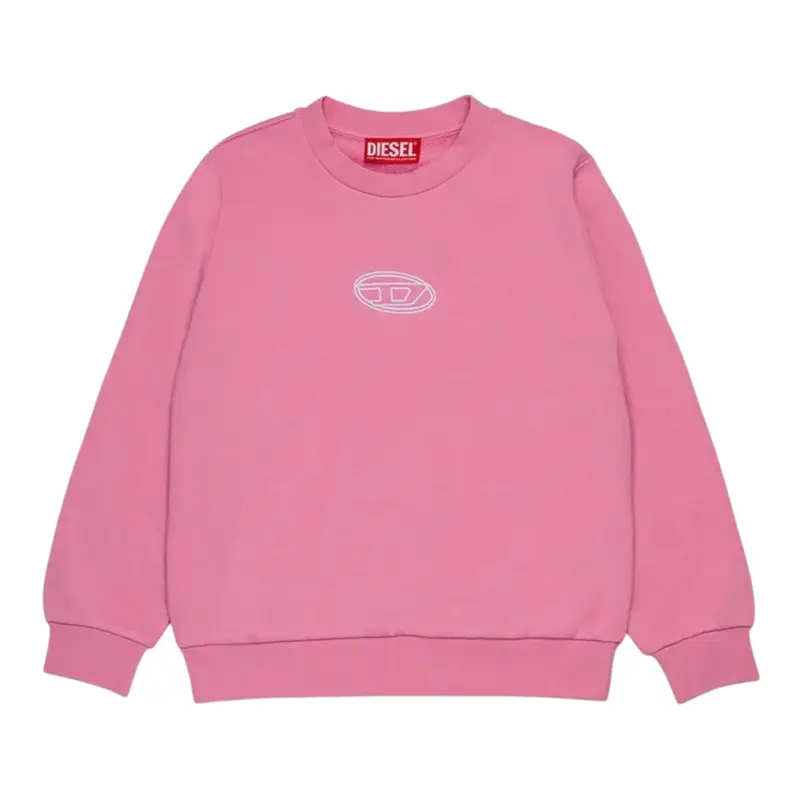 Diesel Felpa Chiusa tinta unita con Logo Rosa per Bambina