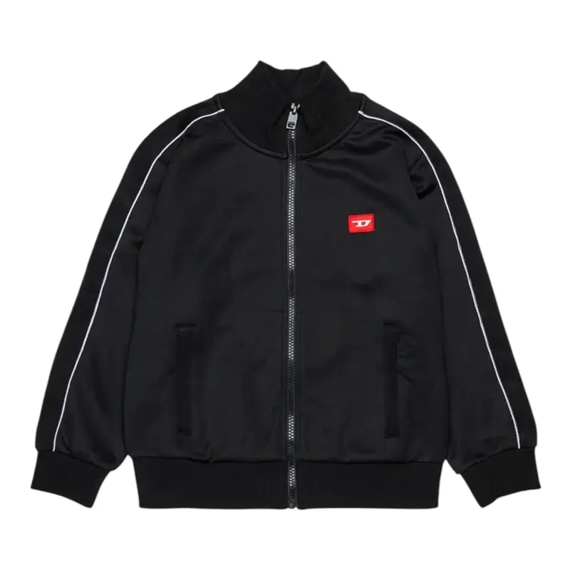 Diesel Felpa con Zip tinta unita con Logo Nero per Bambino