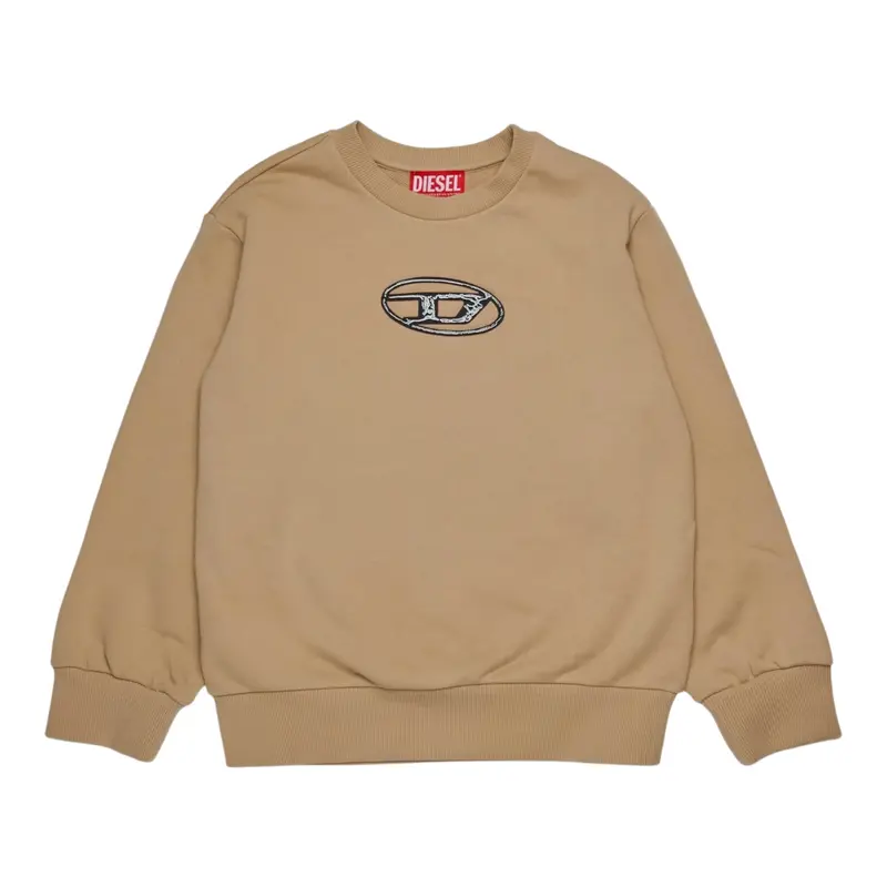 Diesel Felpa tinta unita con Logo Beige per Bambino
