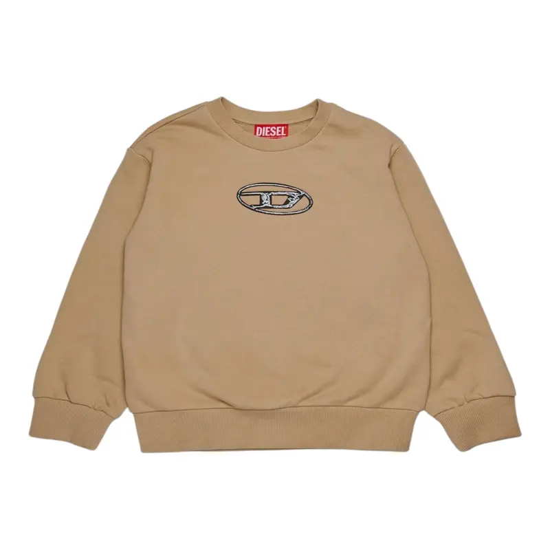 Diesel Felpa tinta unita con Logo Beige per Bambino