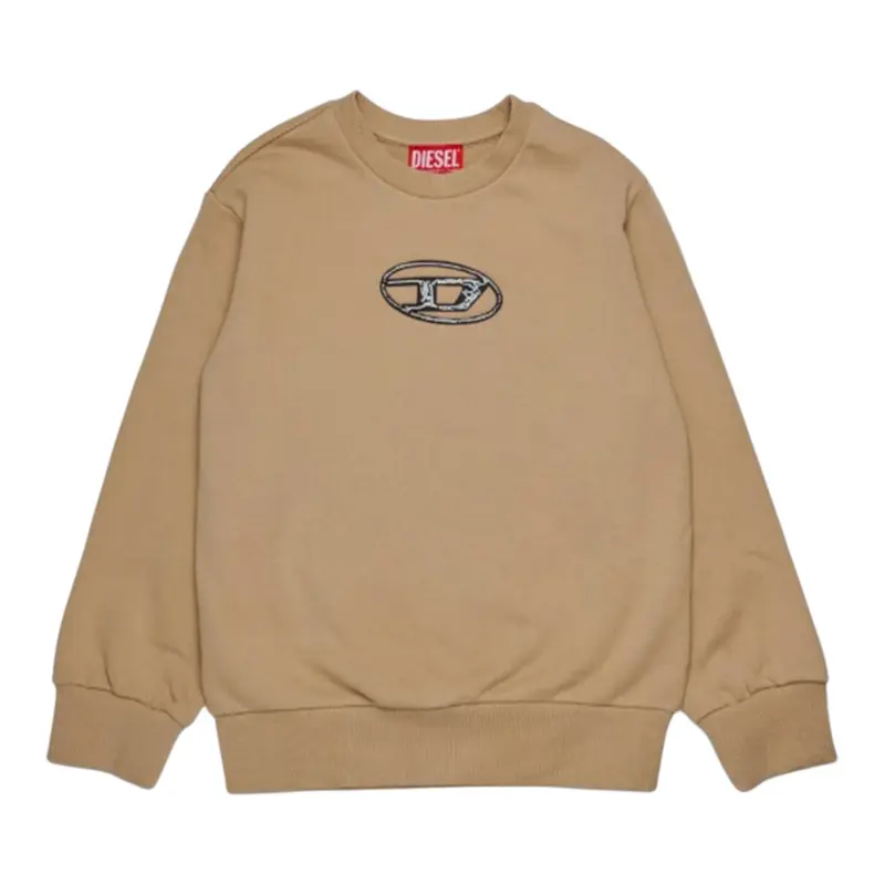 Diesel Felpa tinta unita con Logo Beige per Bambino