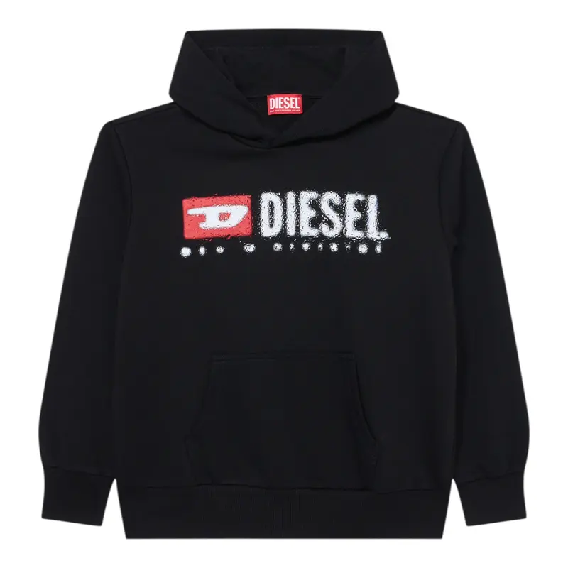Diesel Felpa tinta unita con Logo Nero per Bambino