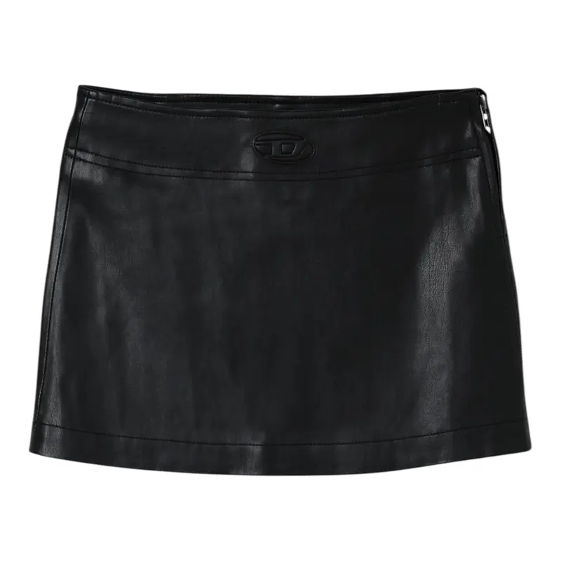 Diesel Gonna tinta unita In Ecopelle Nero per Bambina