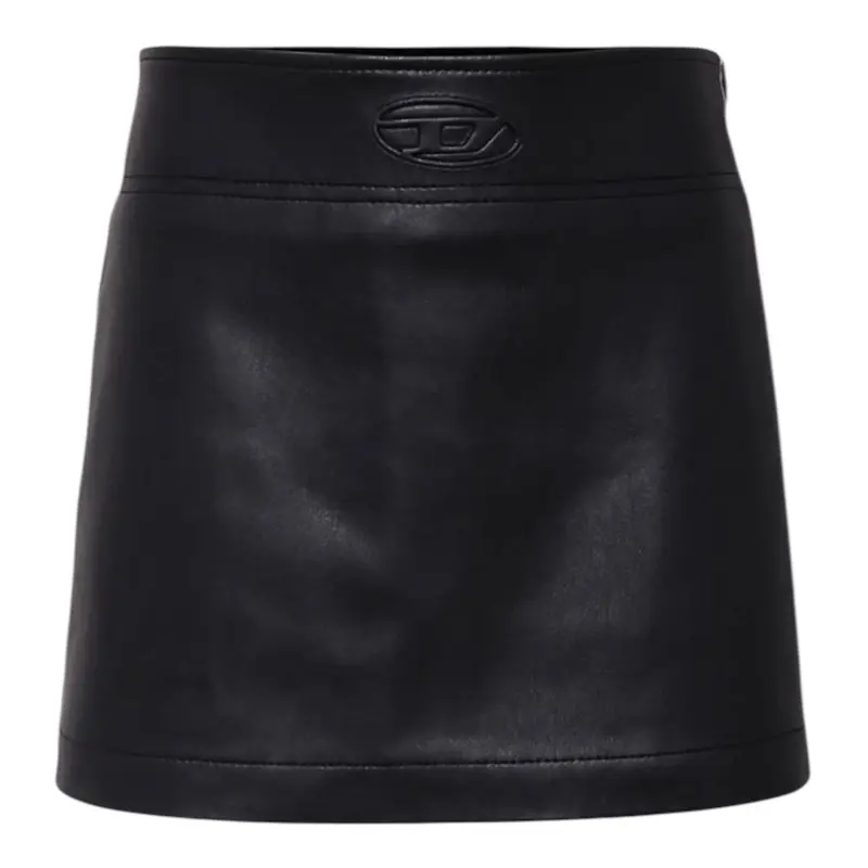 Diesel Gonna tinta unita In Ecopelle Nero per Bambina