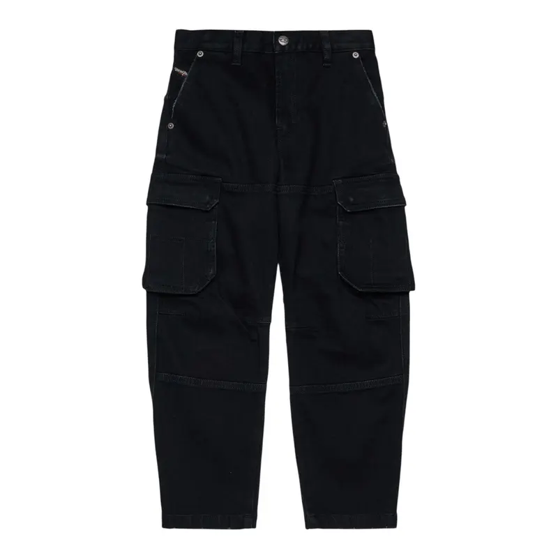 Diesel Jeans Modello Cargo tinta unita Nero per Bambina