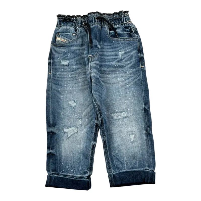Diesel Jeans tinta unita con Elastico In Vita Blu per Neonato